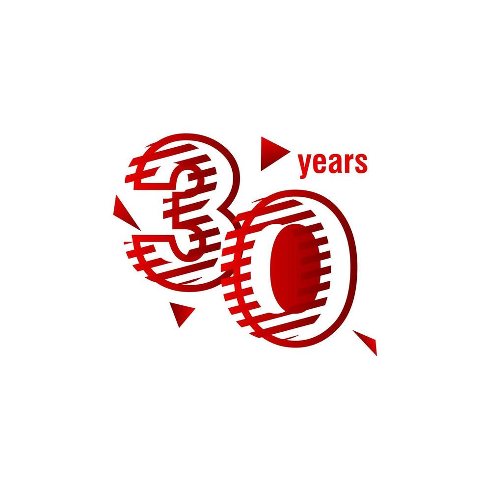 30 Year Anniversary Celebration Vector Template Design Illustration