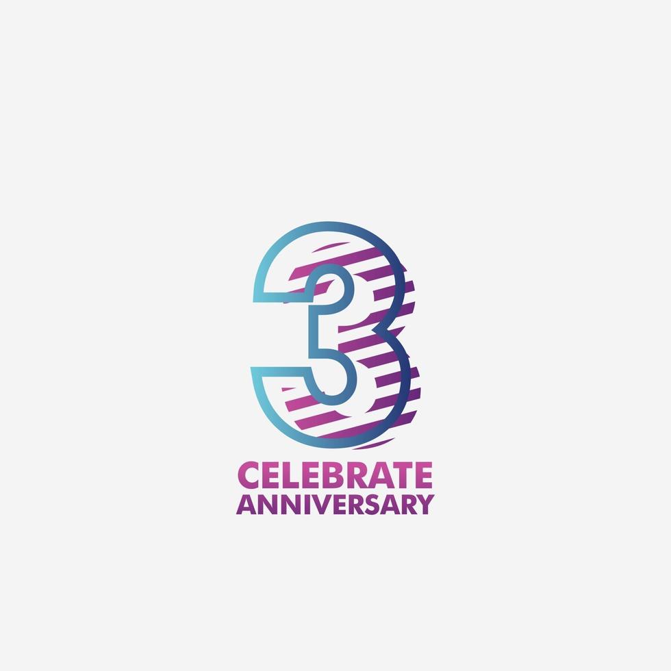 3 years anniversary celebration vector template design illustration