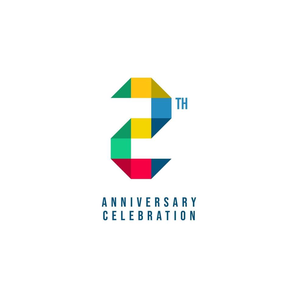 Ilustración de diseño de plantilla de vector de celebración de 2 ° aniversario