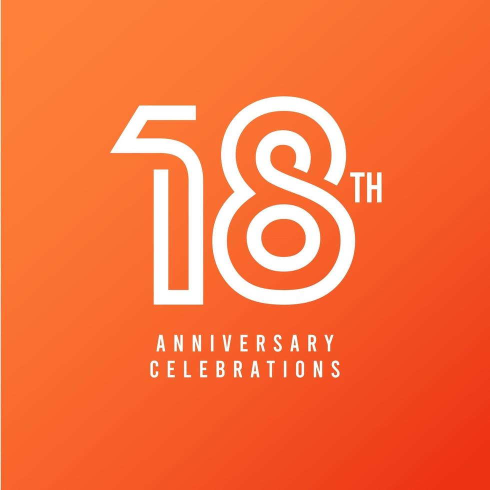 18 Th Anniversary Celebration Vector Template Design Illustration