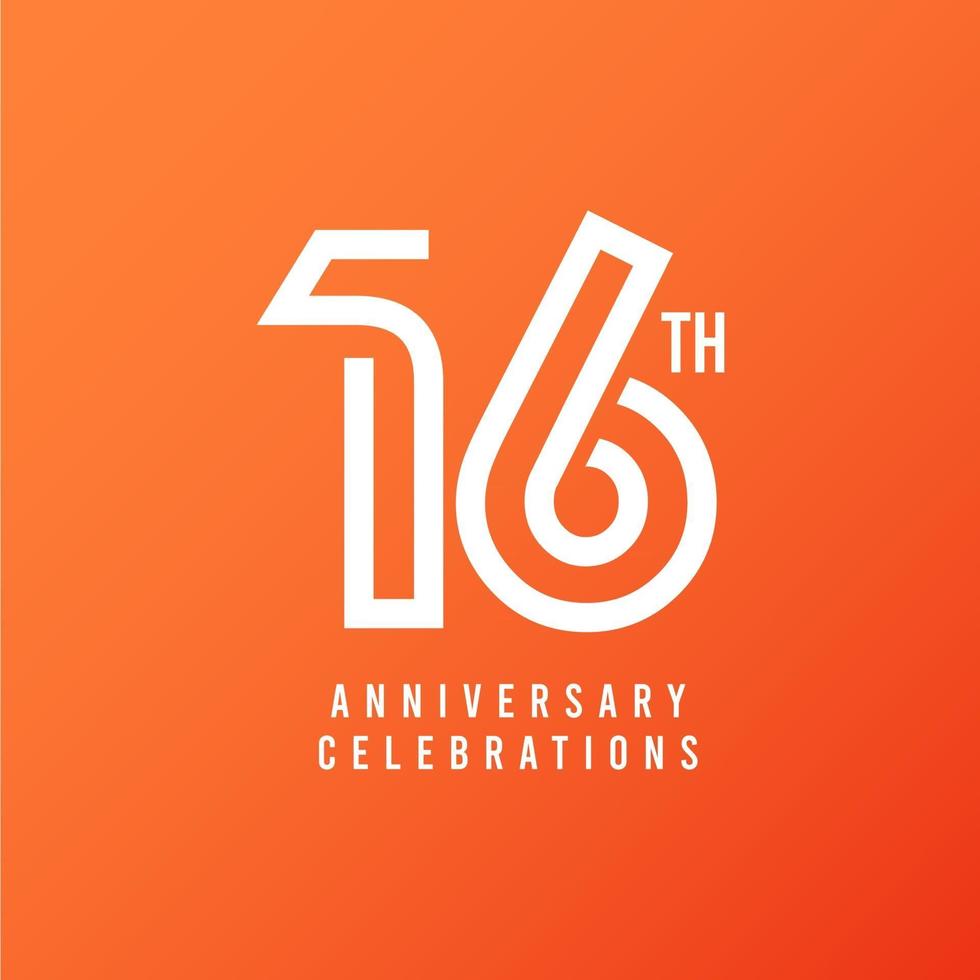 16 Th Anniversary Celebration Vector Template Design Illustration