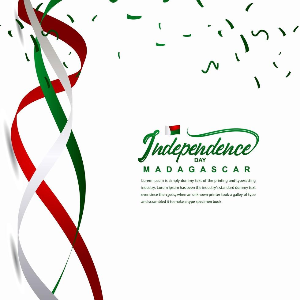 Plantilla de vector de ilustración de diseño creativo de celebración del día de la independencia de Madagascar