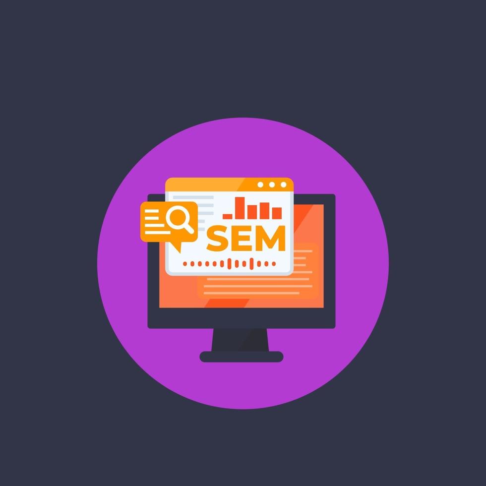 SEM, search engine marketing, web analytics vector illustration