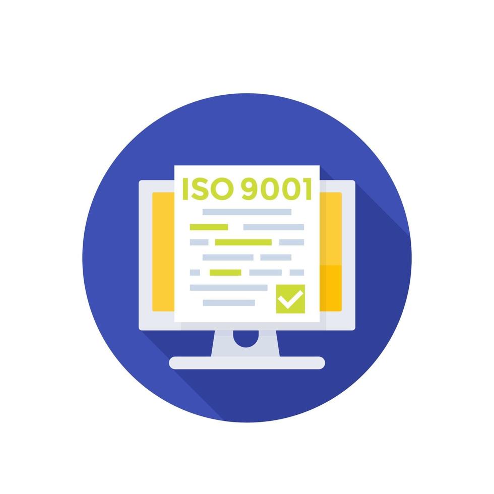 estándar iso 9001, icono de vector