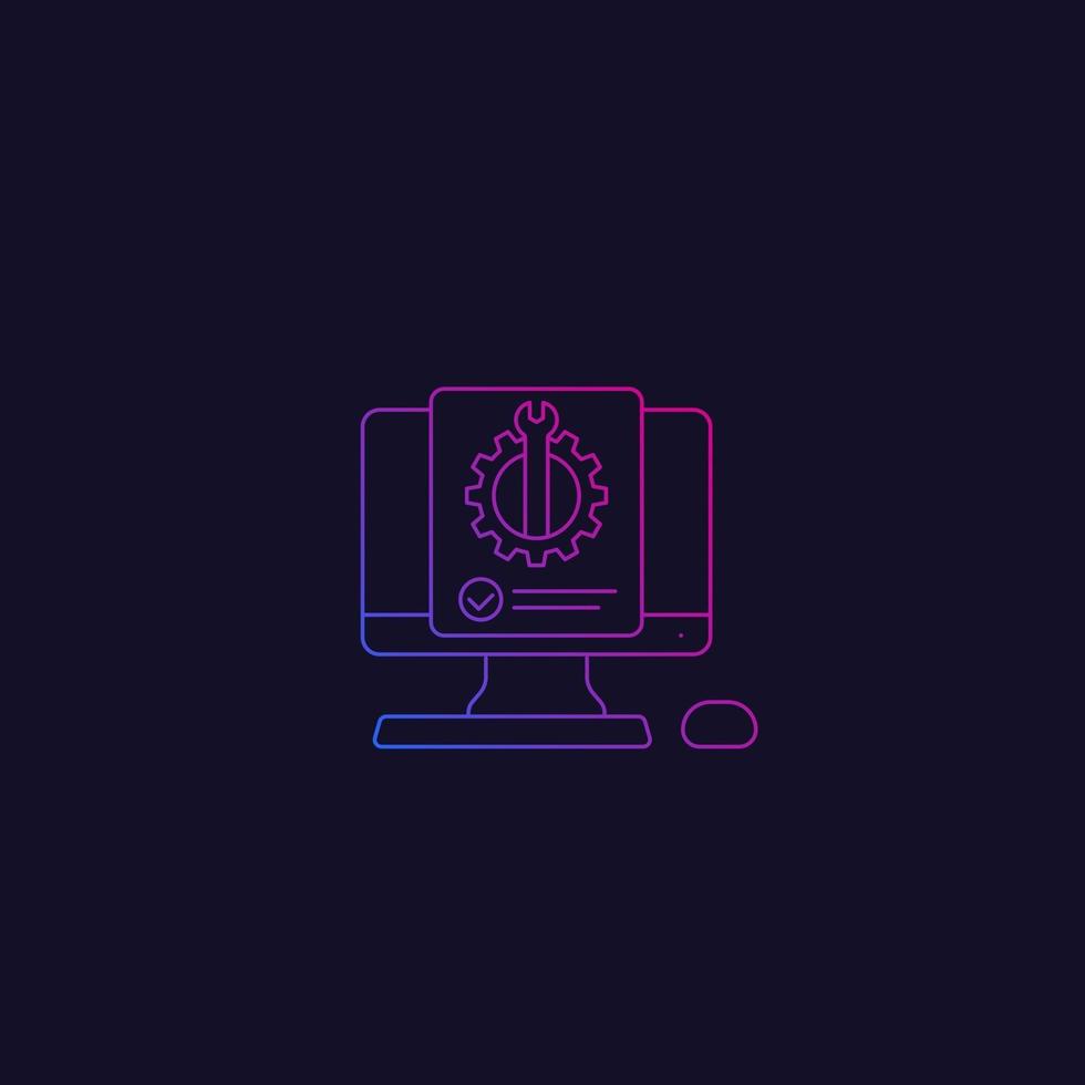computer diagnostics linear vector icon