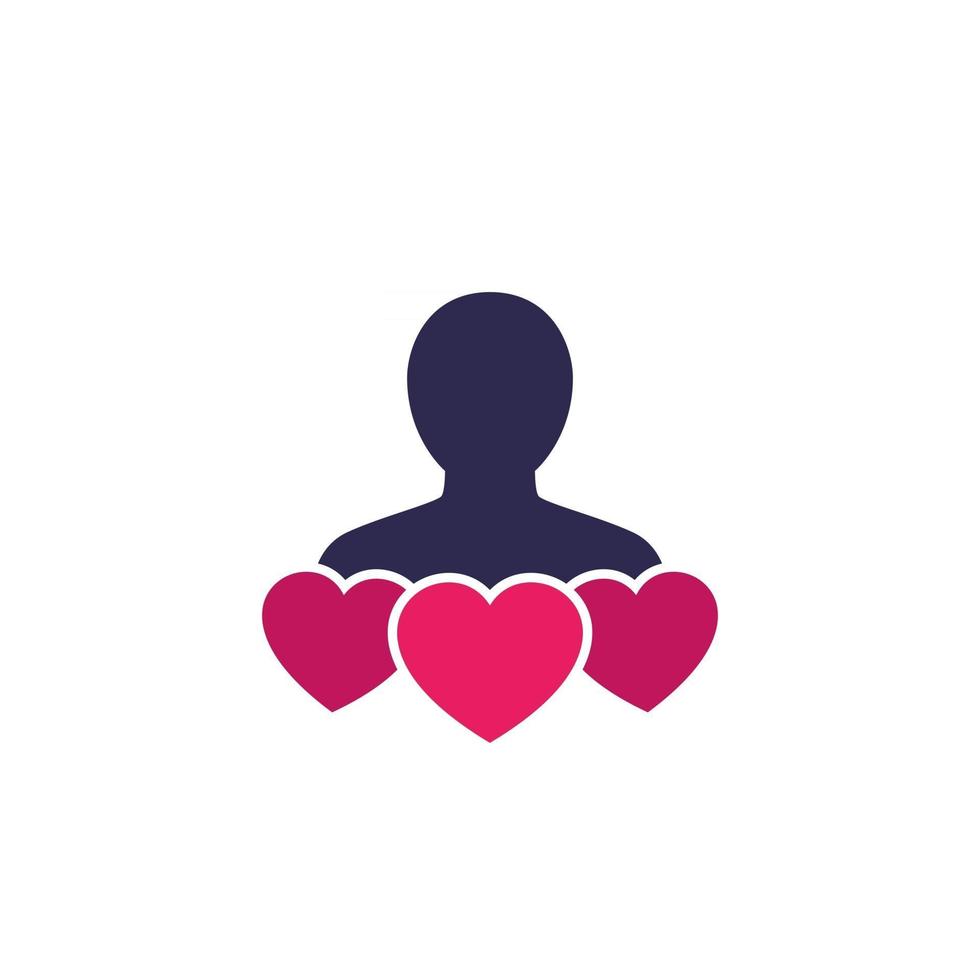 customer retention, client satisfaction icon with hearts vector