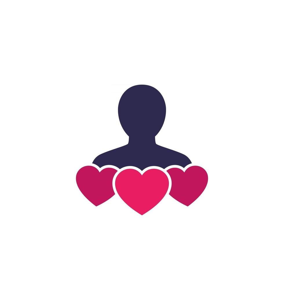 customer retention, client satisfaction icon with hearts vector