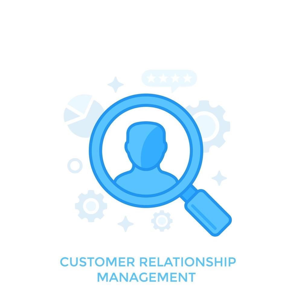 CRM, customer relationship management, client retention vector icon