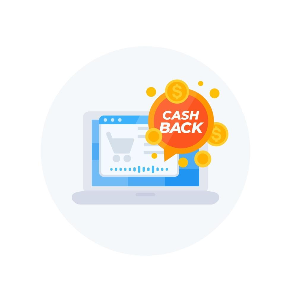 cashback offer, online shopping vector icon