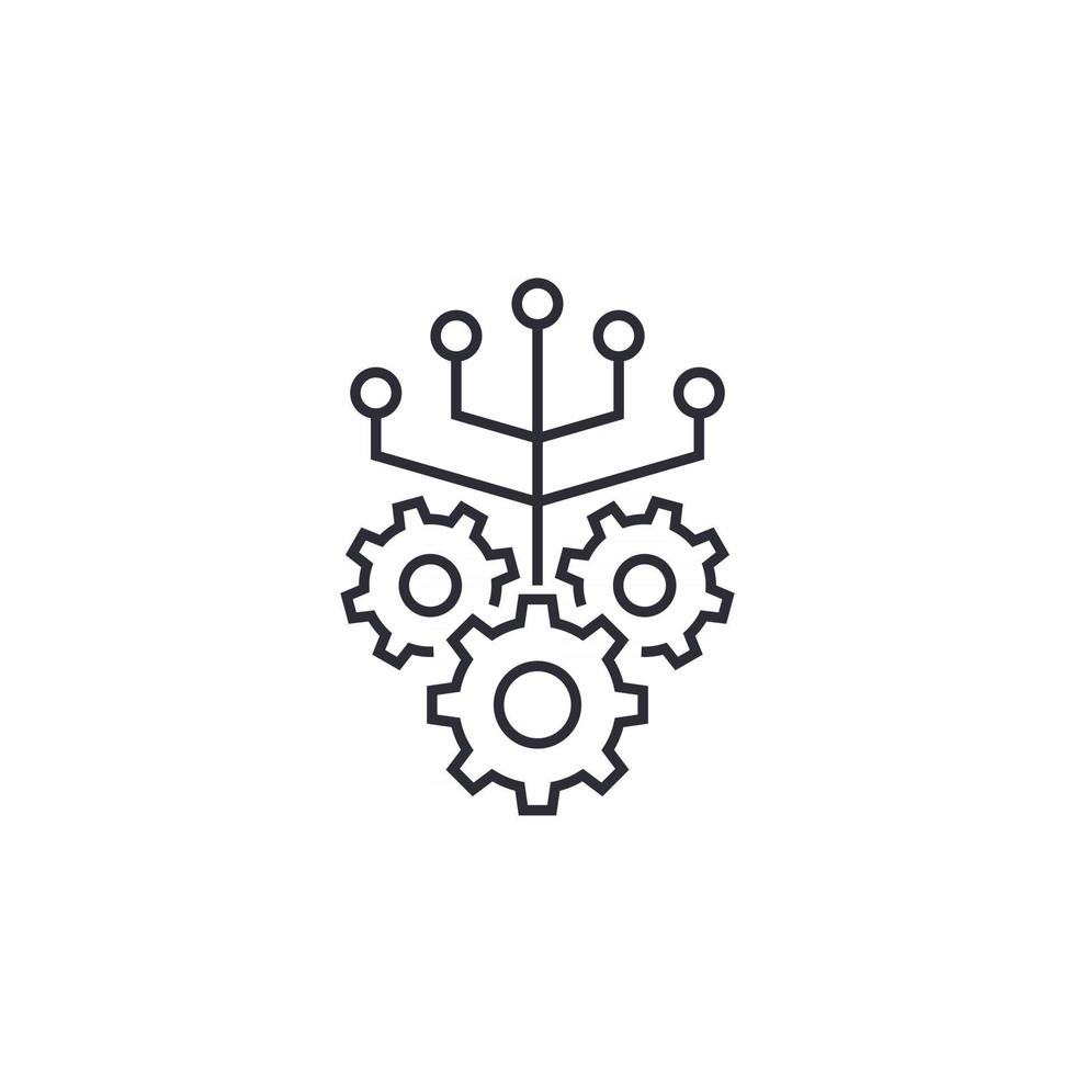 Integration vector line icon with gears