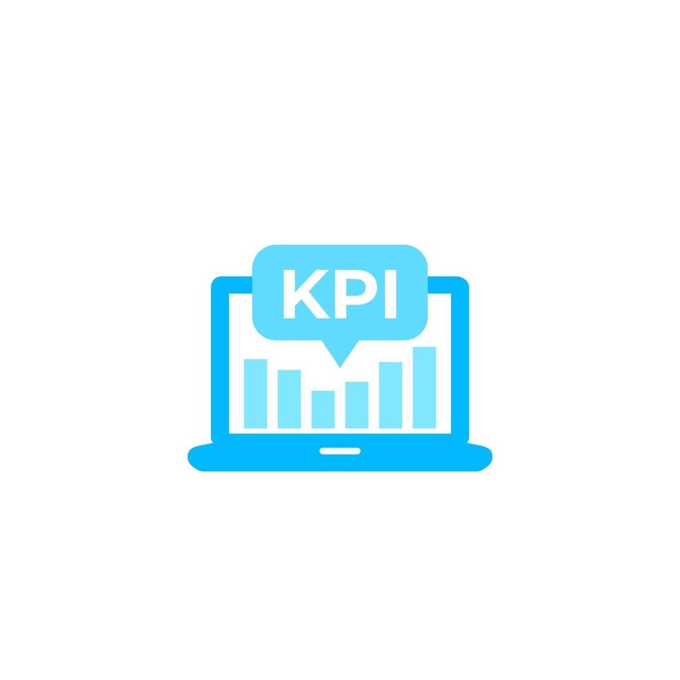 KPI vector icon with laptop and analytics