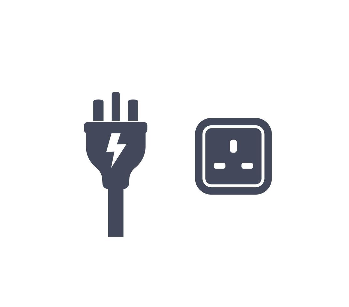 uk plug and socket icon vector