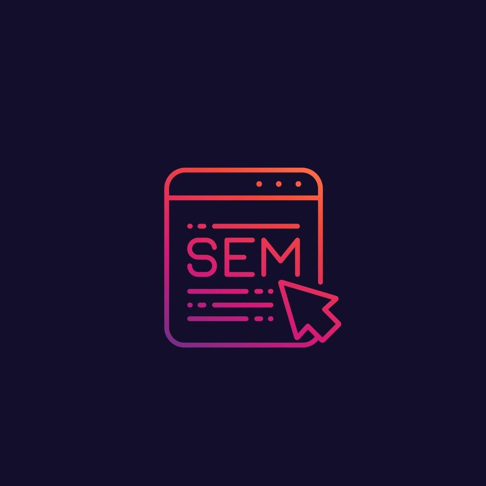 SEM, search engine marketing vector linear icon