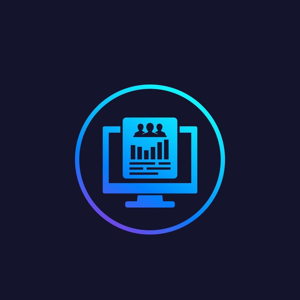 CRM system software icon in circle vector