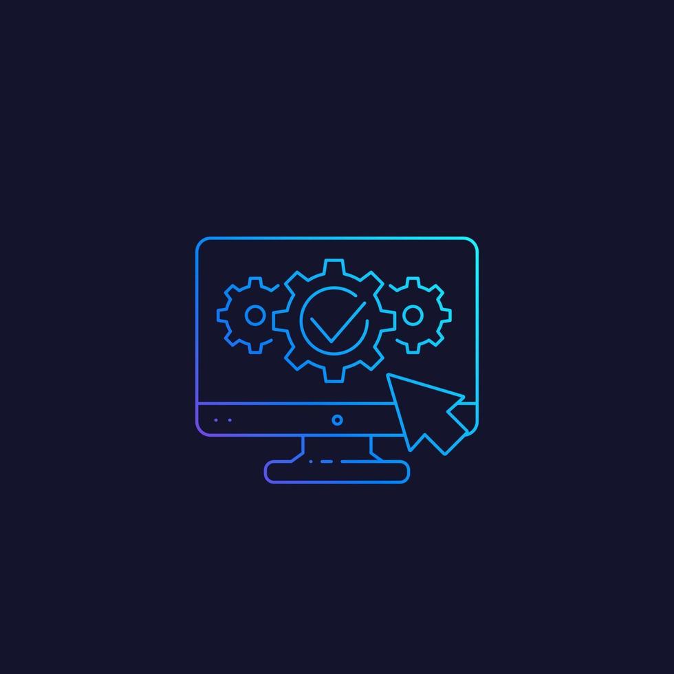 computer diagnostics vector linear icon