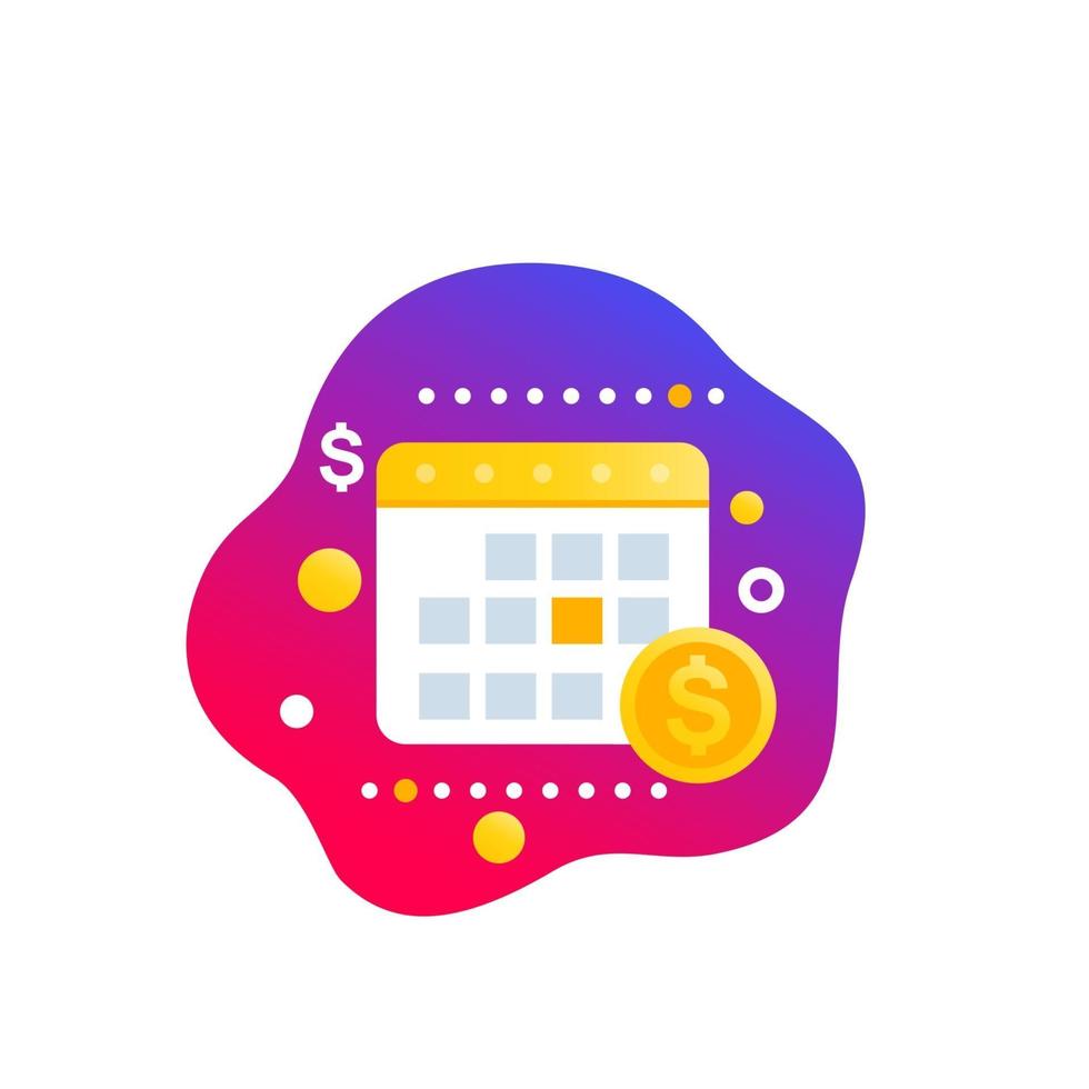 Financial calendar, planning vector icon