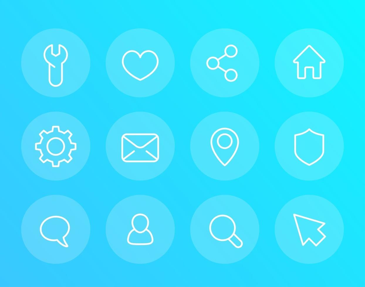 Basic linear vector icons for web and apps