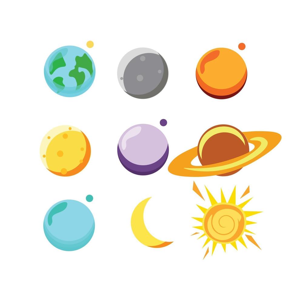 set of planet and sun vector