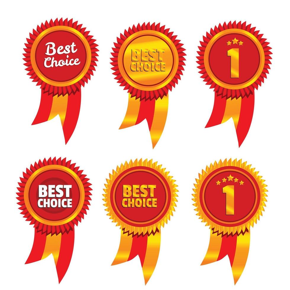 gold and red best choice the first award medal set vector