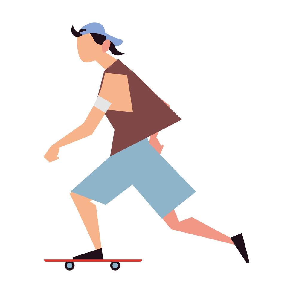 young man riding skateboard activity sport lifestyle outdoor vector