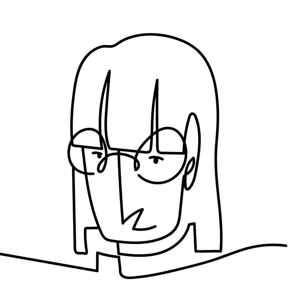 hipster man wearing glasses continuous line, isolated design vector