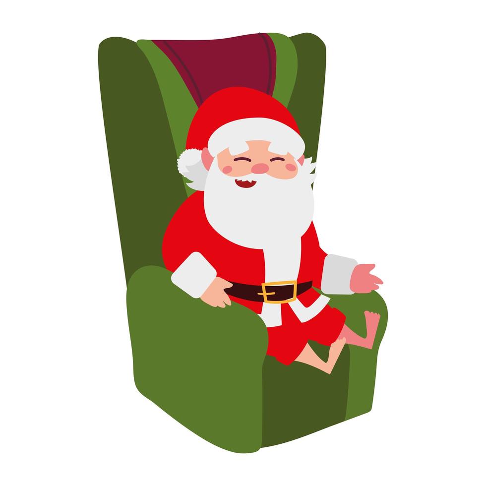 navidad santa claus sentado en un sillón personaje de dibujos animados vector