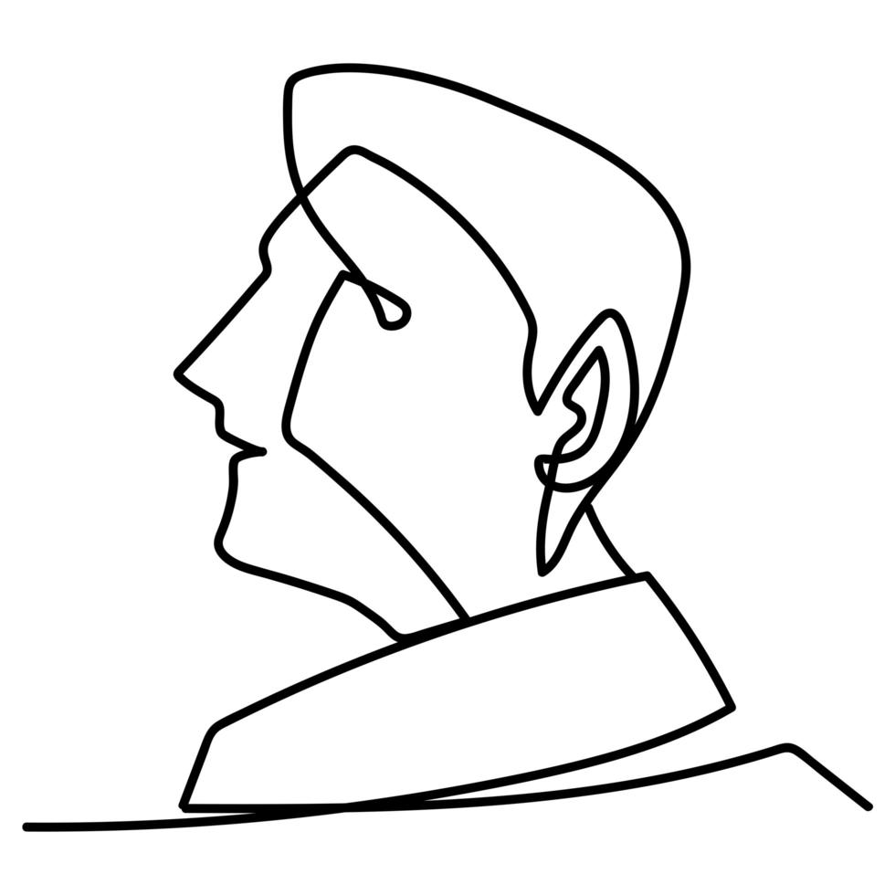 man profile view continuous line style vector