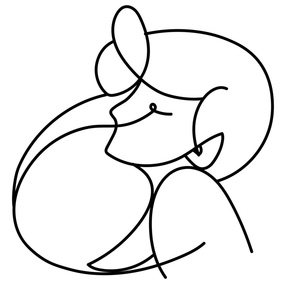 woman portrait character continuous line style vector