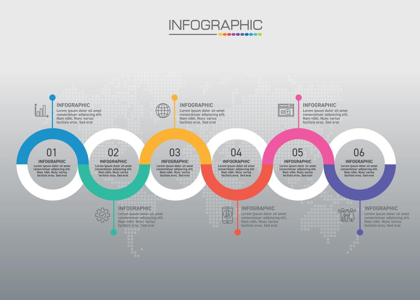 Infographic chart with business concept, 6 options can be used for business concept with 6 steps. vector