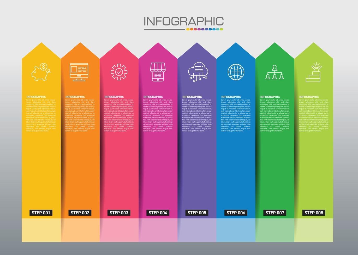 Infographic chart with business concept, 8 options can be used for business concept with 8 steps. vector