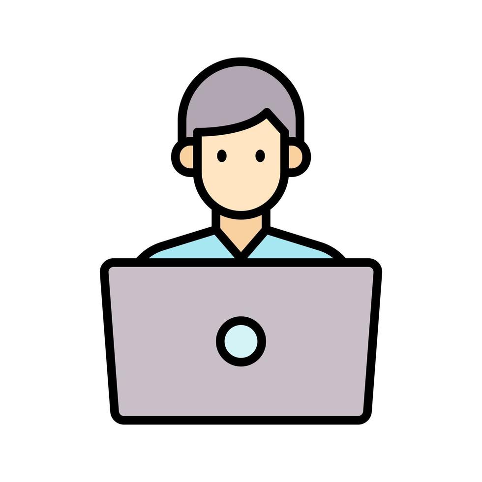 Student Using Laptop Icon vector