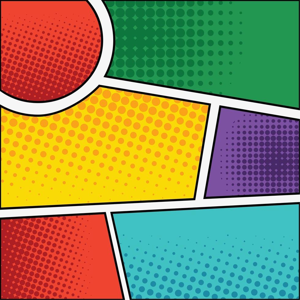 Colored comic page halftone background vector