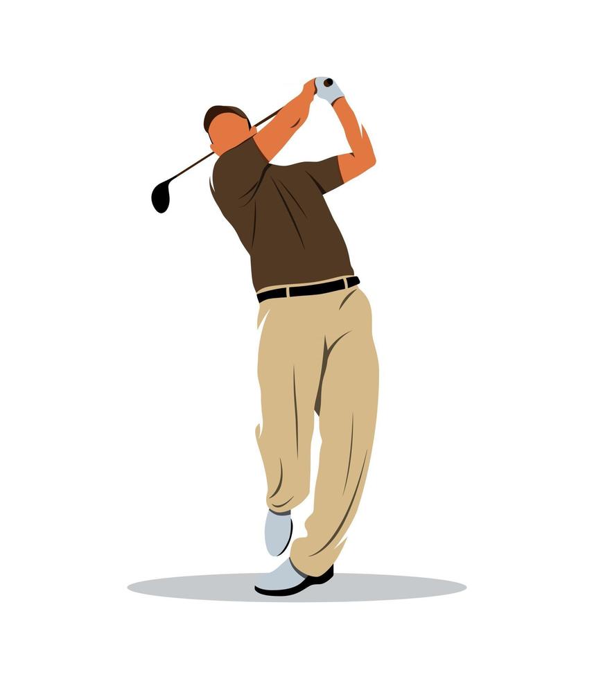 Jugador de golf abstracto patear la pelota en una ilustración de vector de fondo blanco