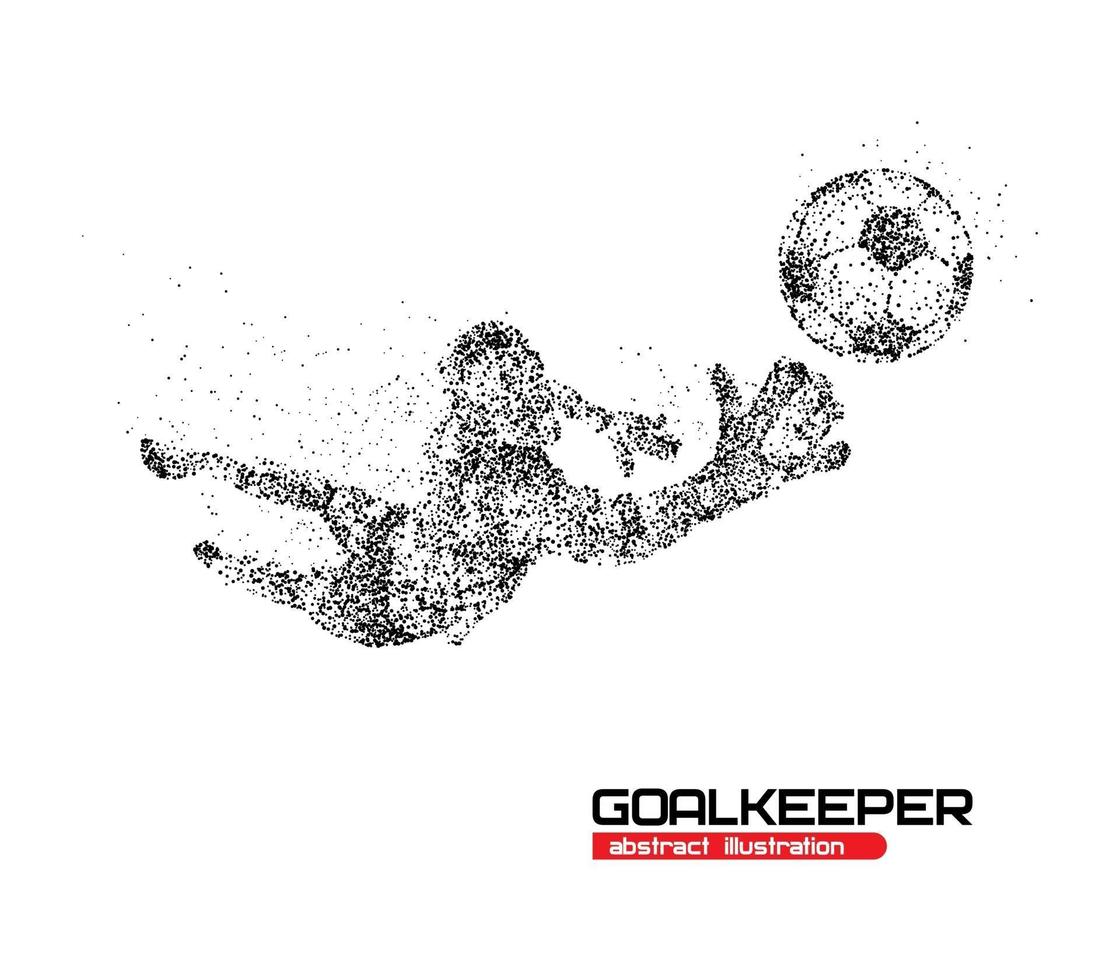 Abstract football goalkeeper jumping in black circles Vector illustration