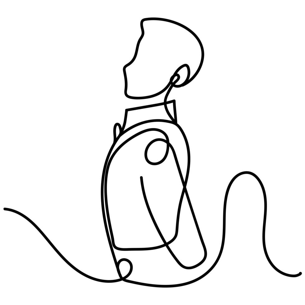 elegant man side view portrait continuous line, isolated design vector