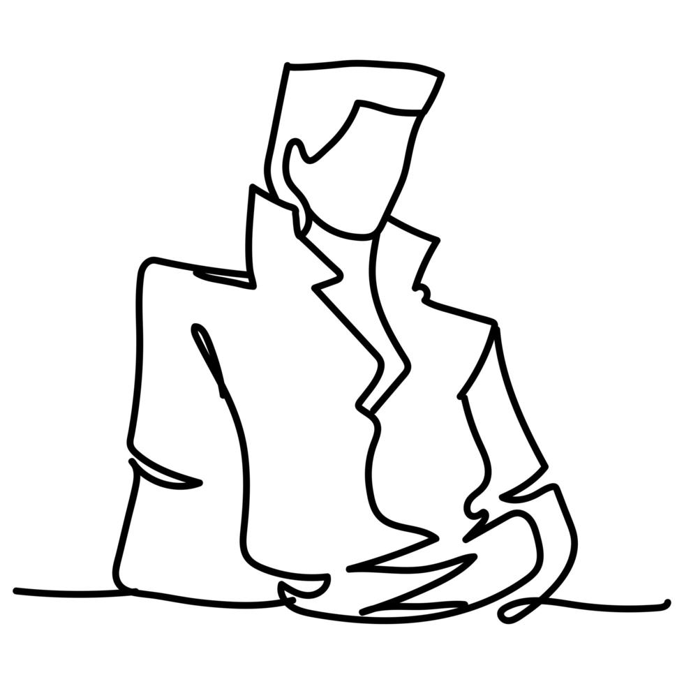 man with jacket stylish style, continuous line vector