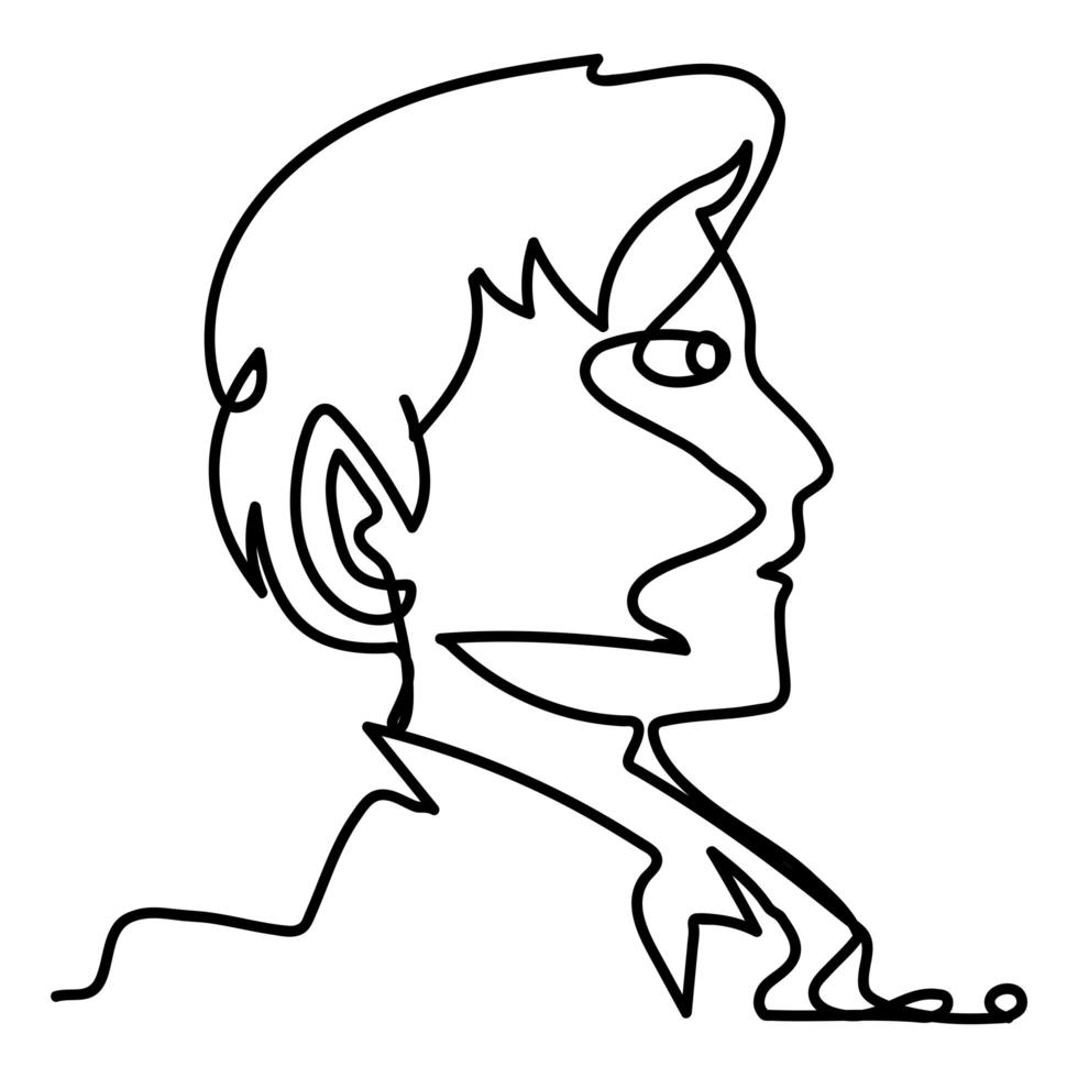 young man profile head continuous line style vector