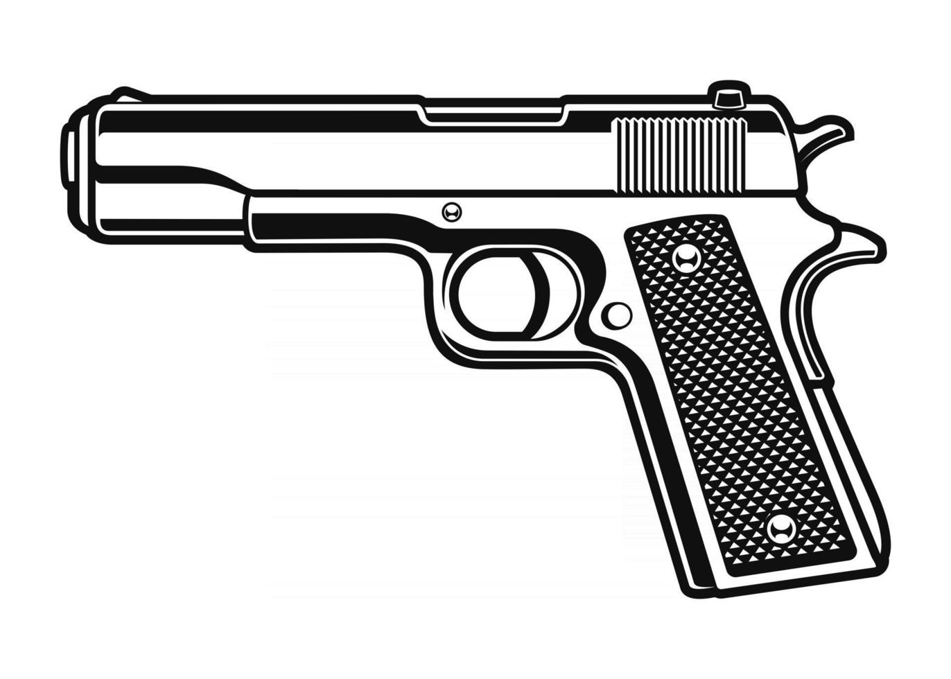 una ilustración en blanco y negro de una pistola vector