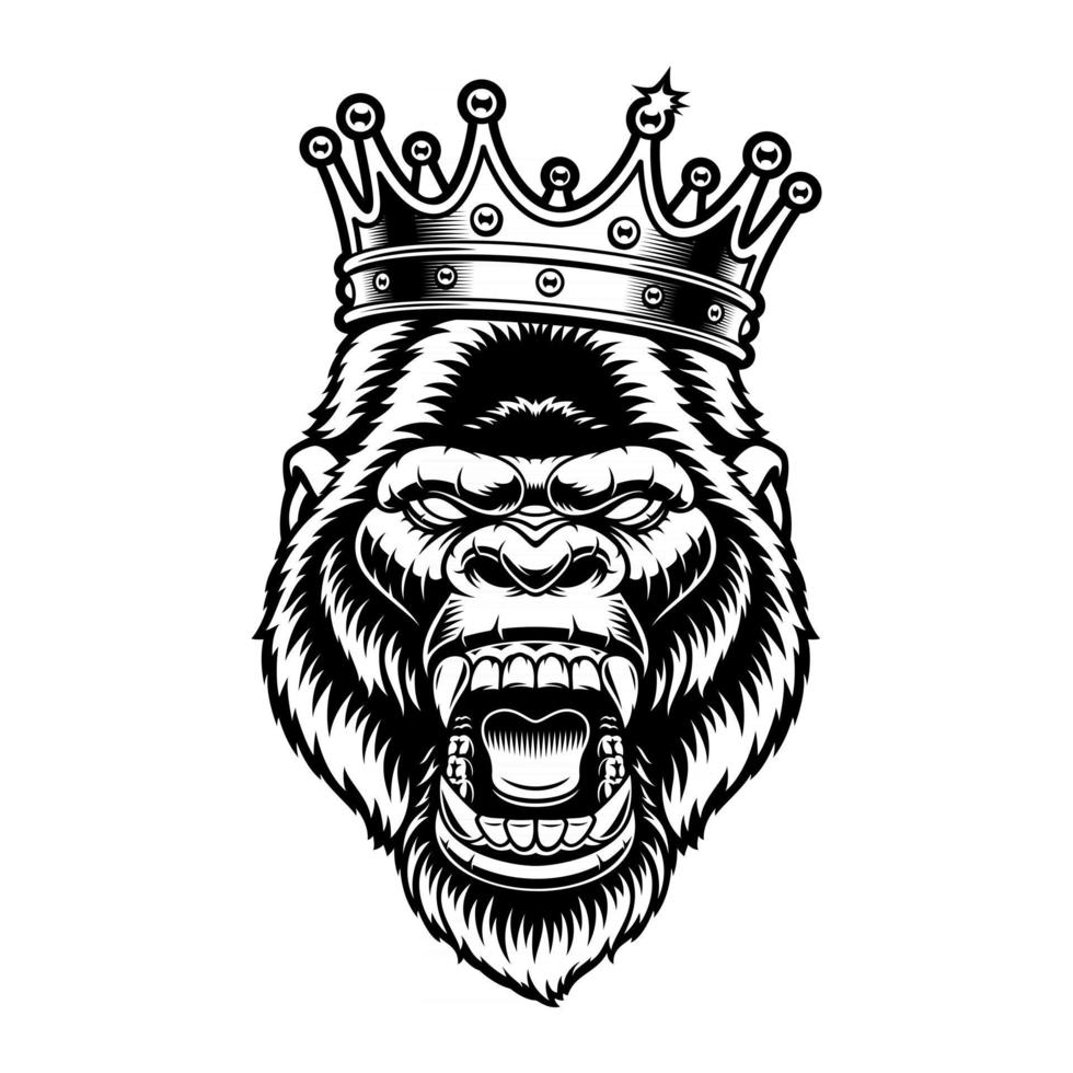 Vector illustration of a gorilla in a crown