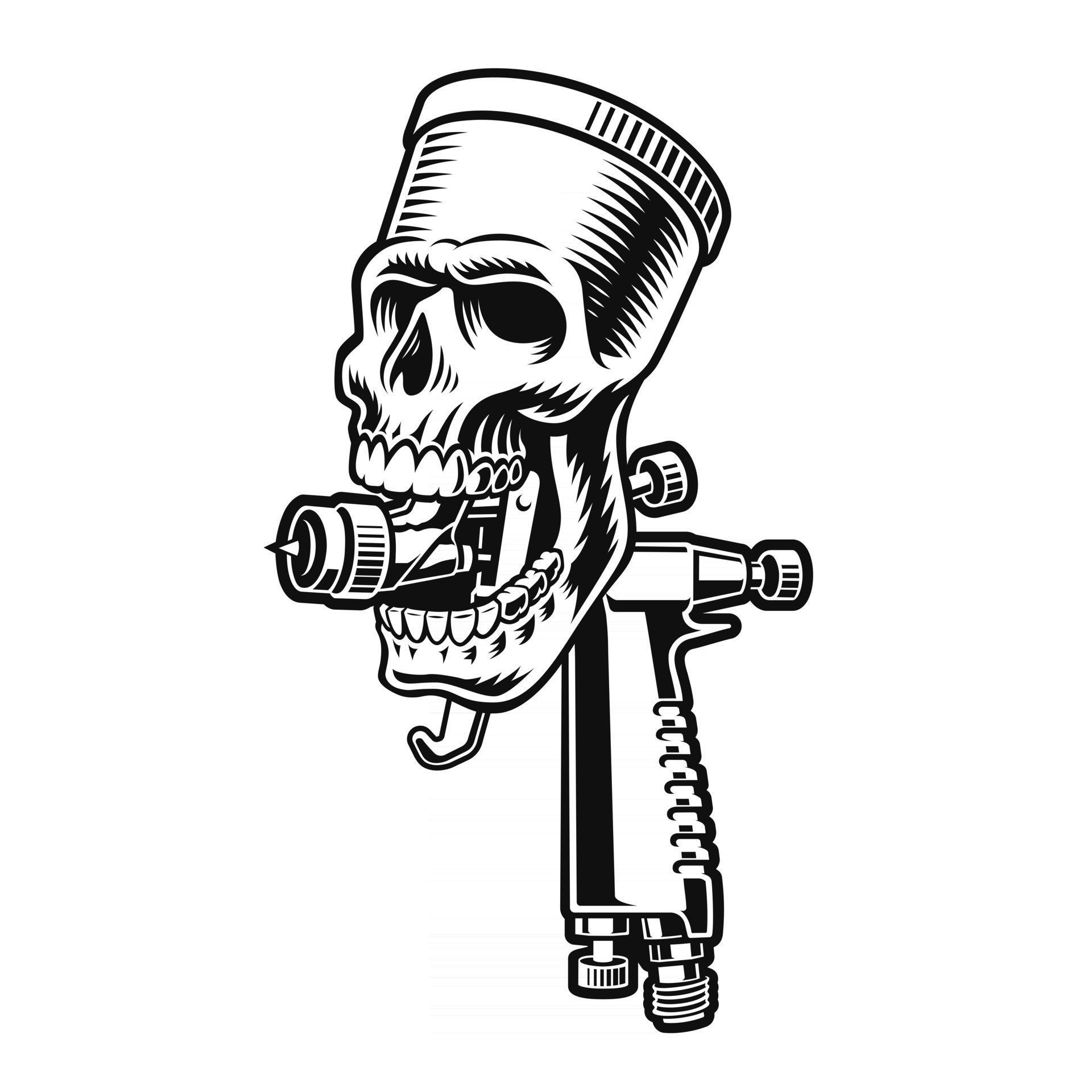 A skull spray gun vector illustration 2641452 Vector Art at Vecteezy