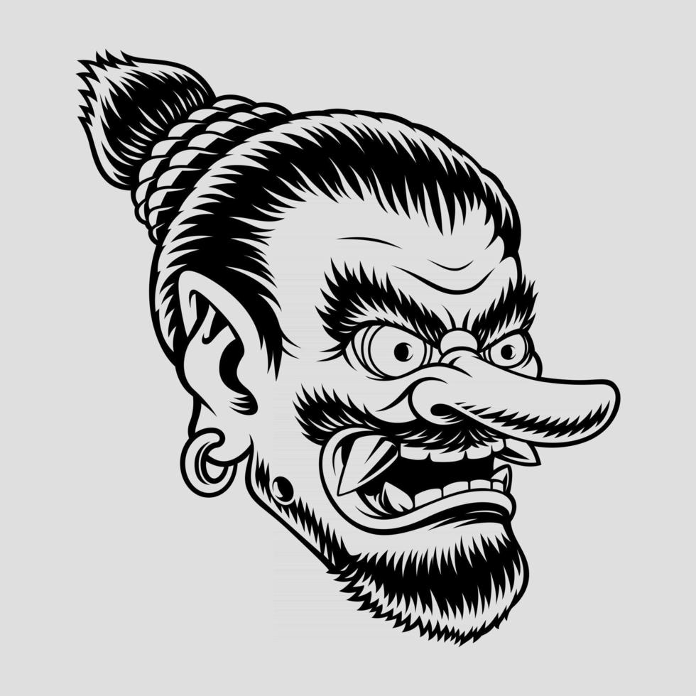 Illustration of a Japanese Tengu Mask vector