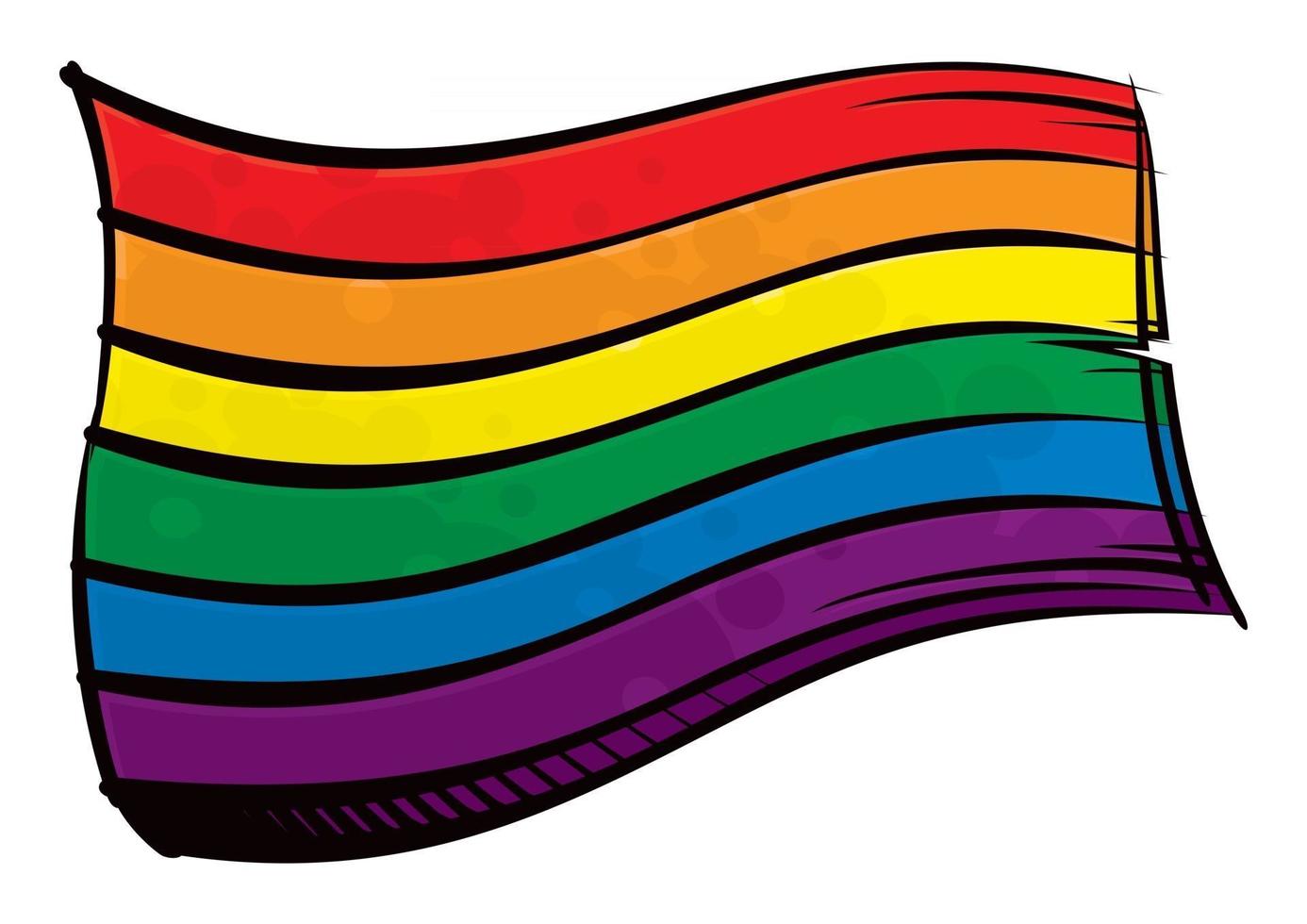 Painted LGBT Rainbow flag waving in wind vector