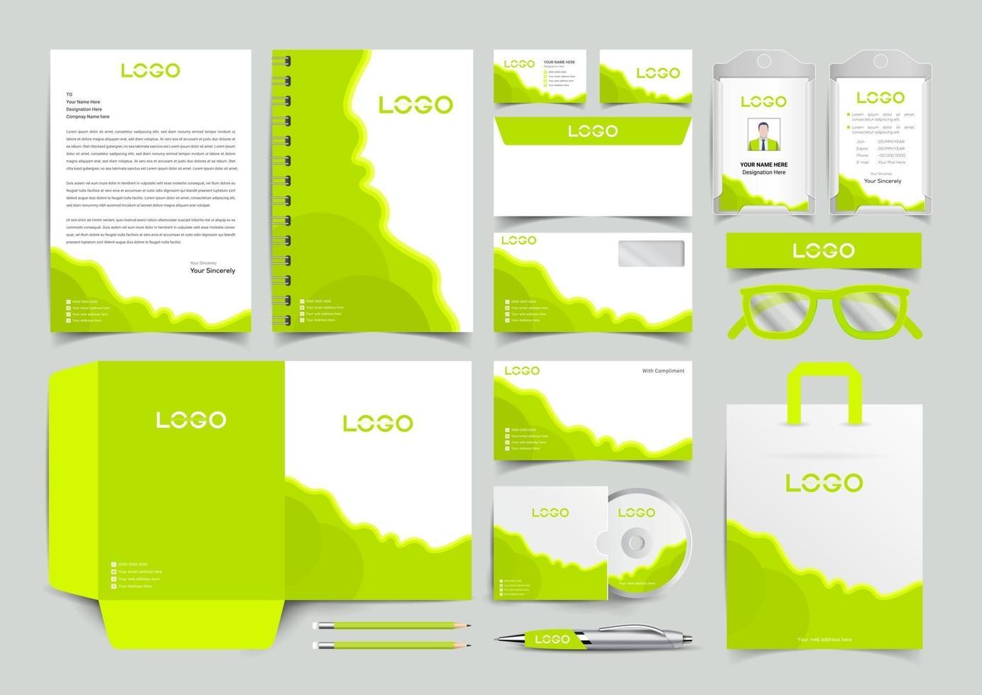 Corporate Identity Set. Stationery Template Design Kit. Branding Template Editable Brand Identity pack with abstract halftone effect background for Business Company and Finance Vector