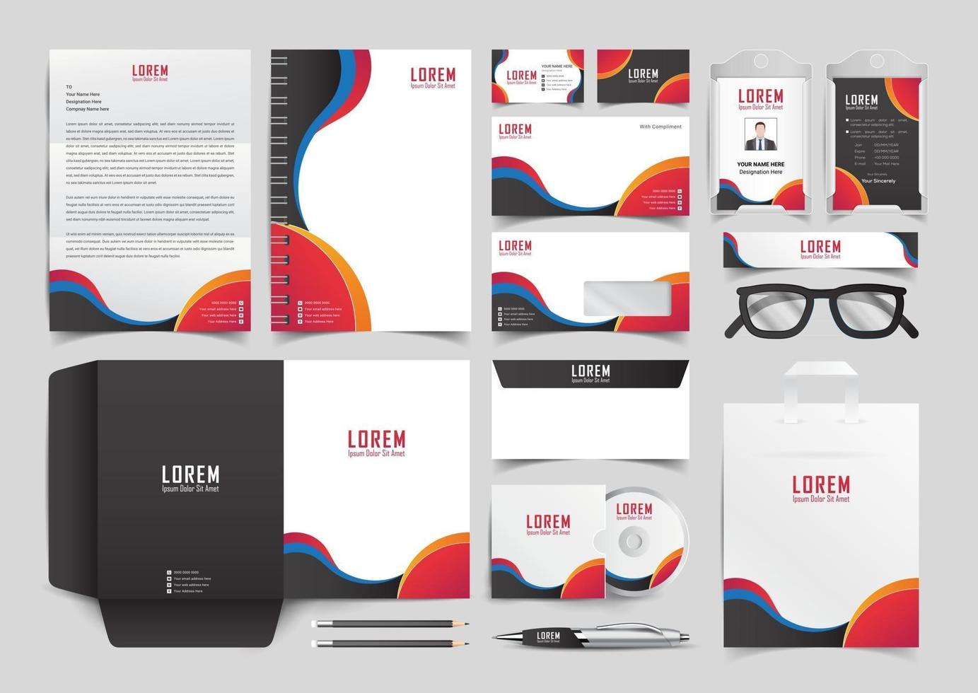 Corporate Identity Set. Stationery Template Design Kit. Branding Template Editable Brand Identity pack with abstract halftone effect background for Business Company and Finance Vector
