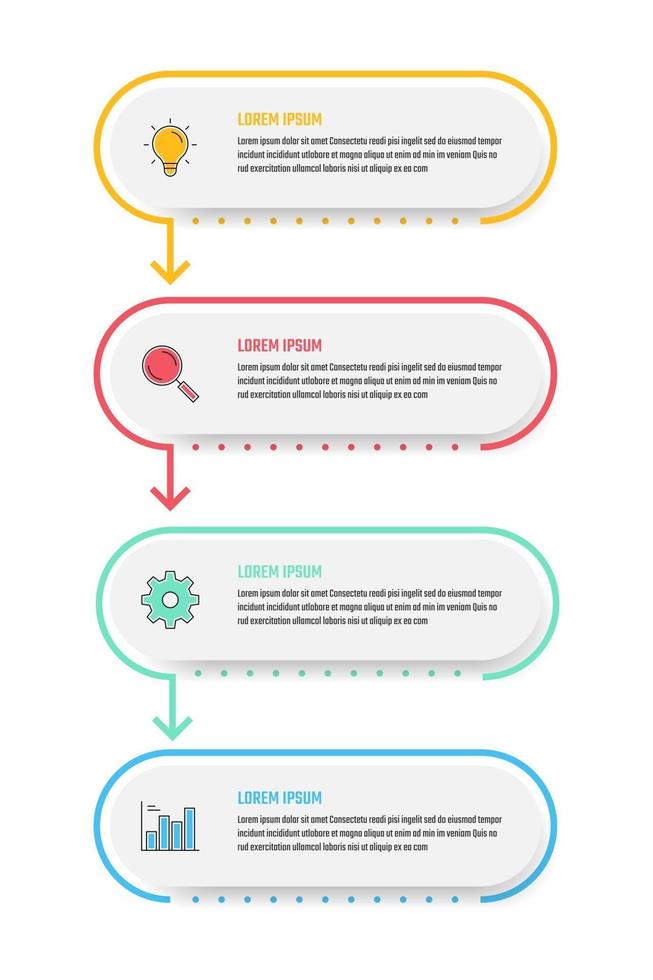 diseño de infografía empresarial, ilustraciones vectoriales de línea de tiempo de 4 pasos vector