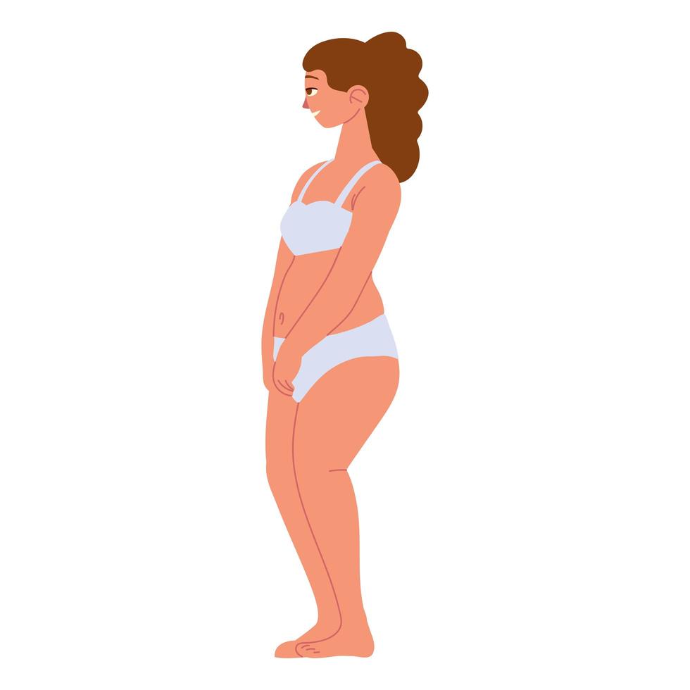 brunette fat woman vector