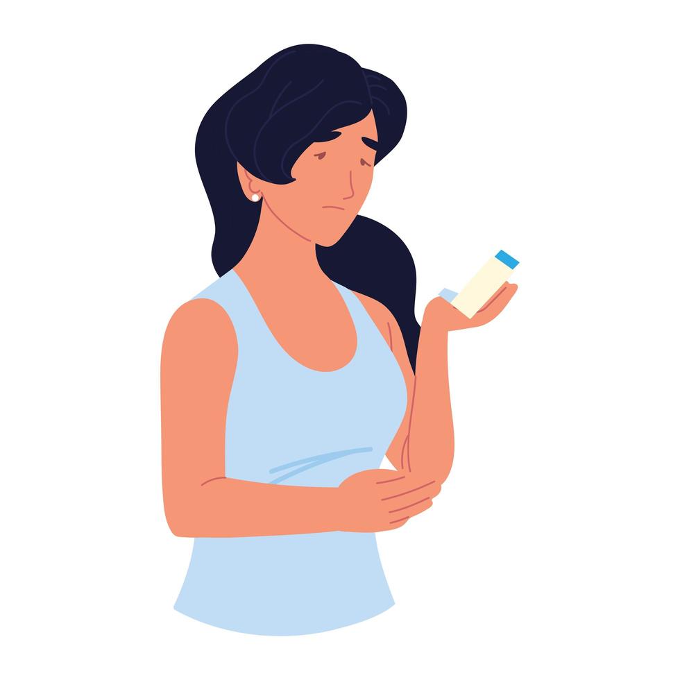 woman with asthma inhaler vector