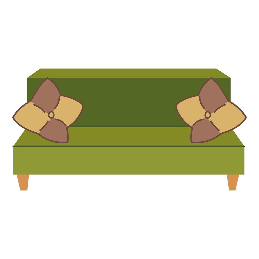 sofá verde con cojines vector