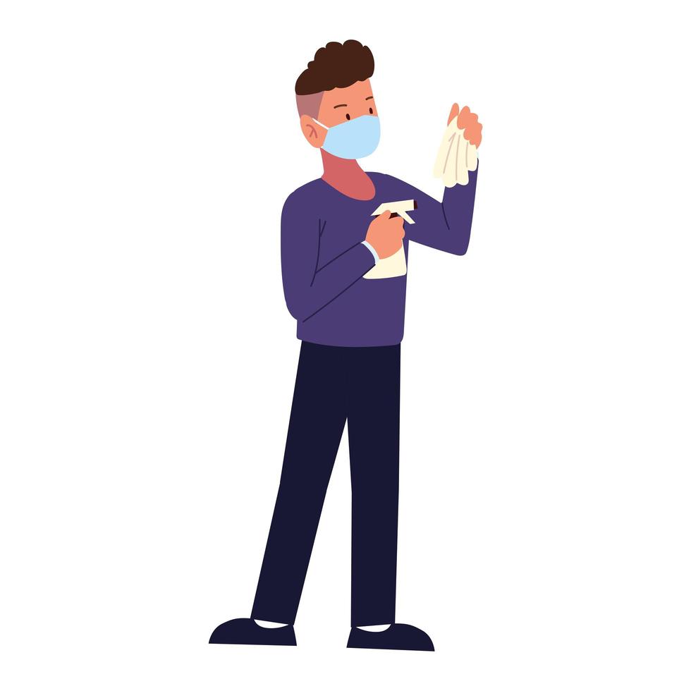 man wears facial mask vector