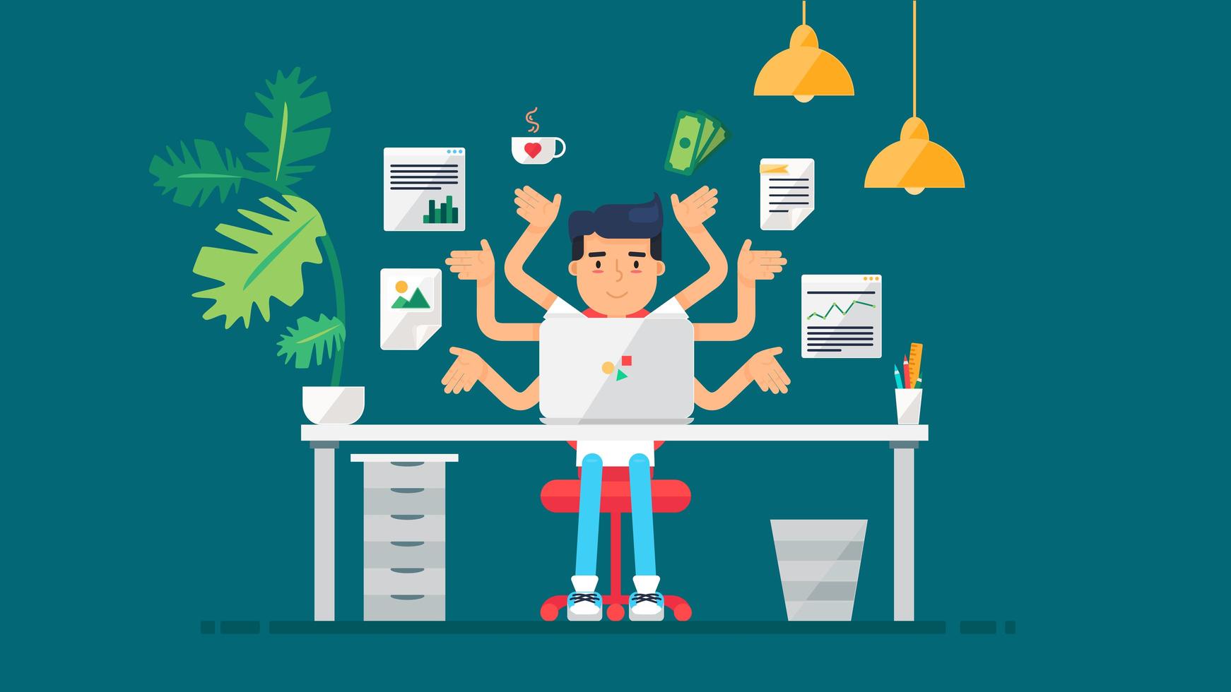 espacio de trabajo de tecnología creativa vector